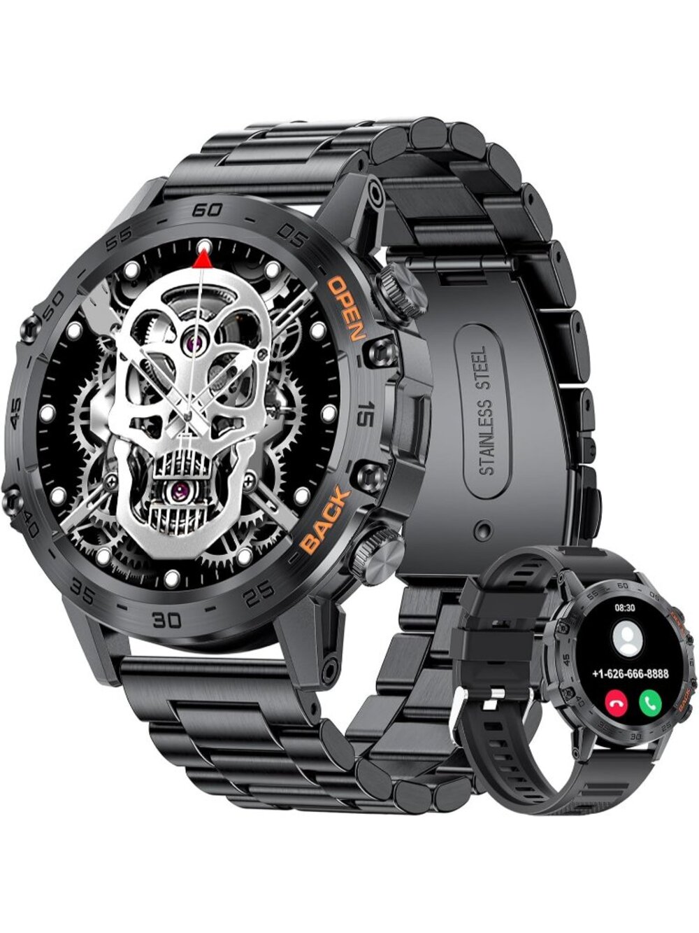 Men's Black Waterproof Fitness Heart Rate/SpO2/Blood Pressure Military Watch